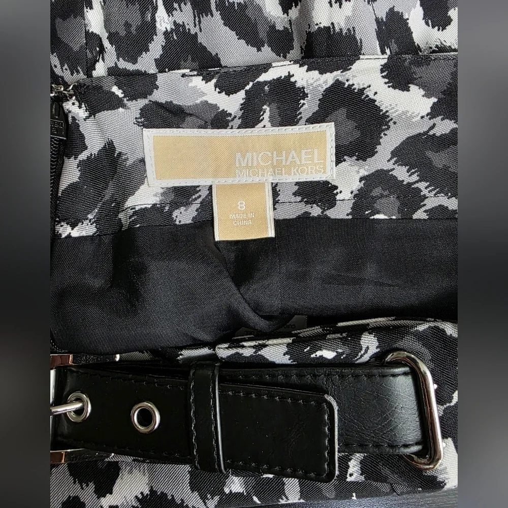 Michael Kors Womens Leopard‎ Animal Print Lined Pencil Skirt Buckle Slit Size 8